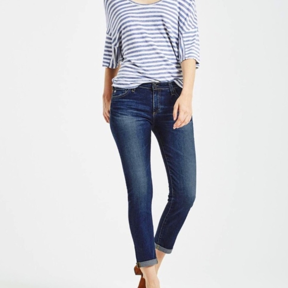AG ADRIANO GOLDSCHMIED Size 25R‎ Dark Wash The Stilt Roll-Up Denim Jeans